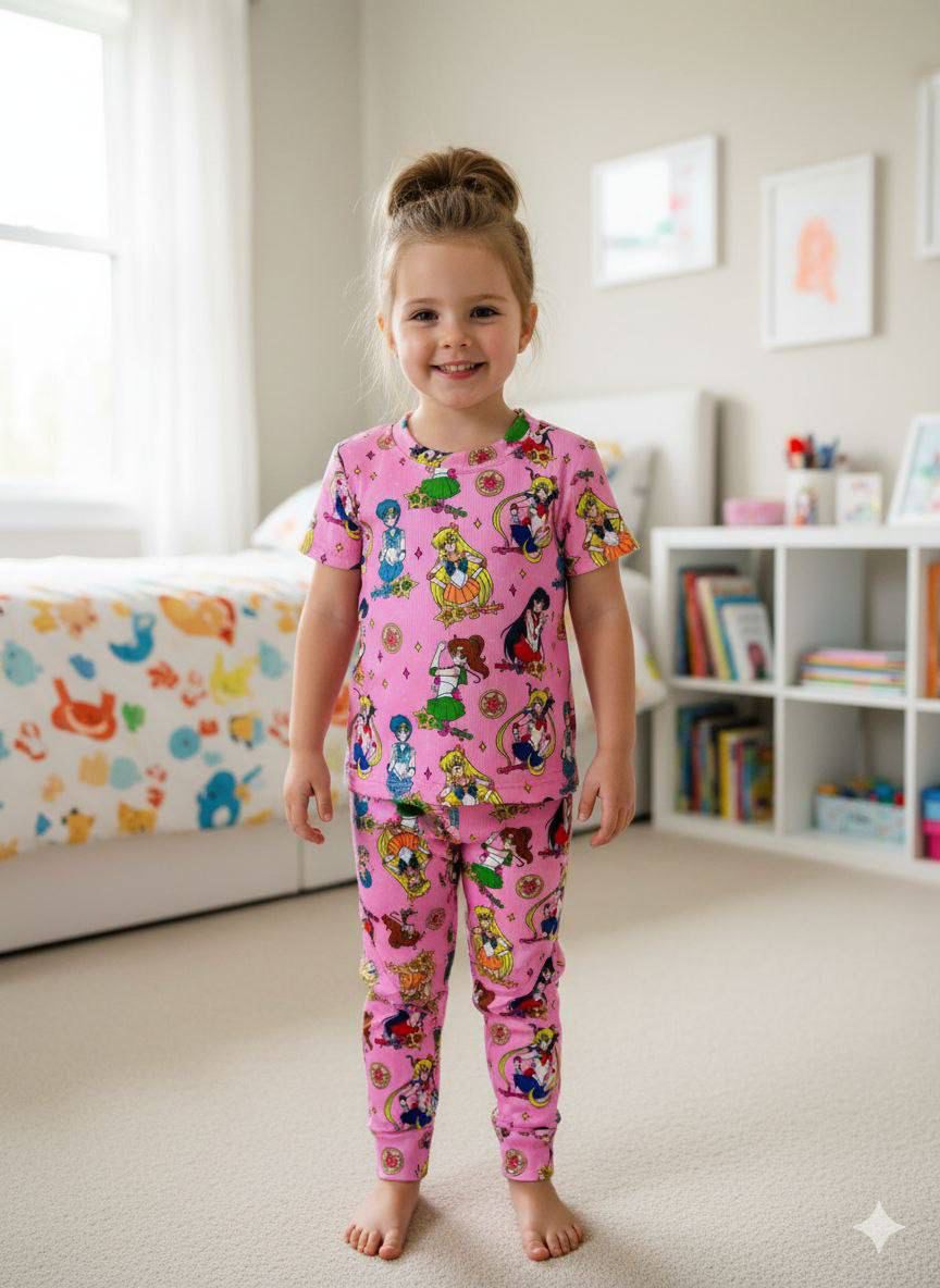pijamas pleated girls size 1 to 6 years old