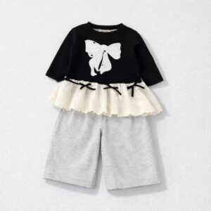 QAAIRA - ONE SET RIBBON COTTON BLOUSE WITH LONG PANTS COTTON SIZE 1-8 YEARS